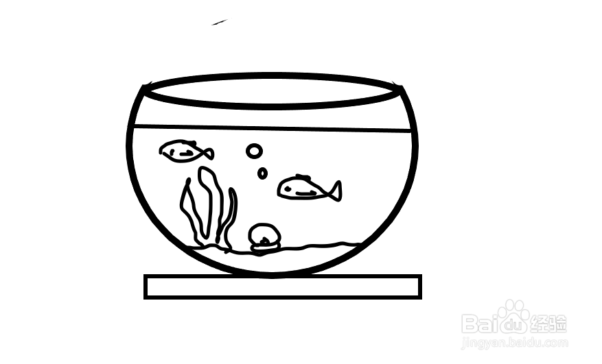 卡通鱼缸简笔画图片