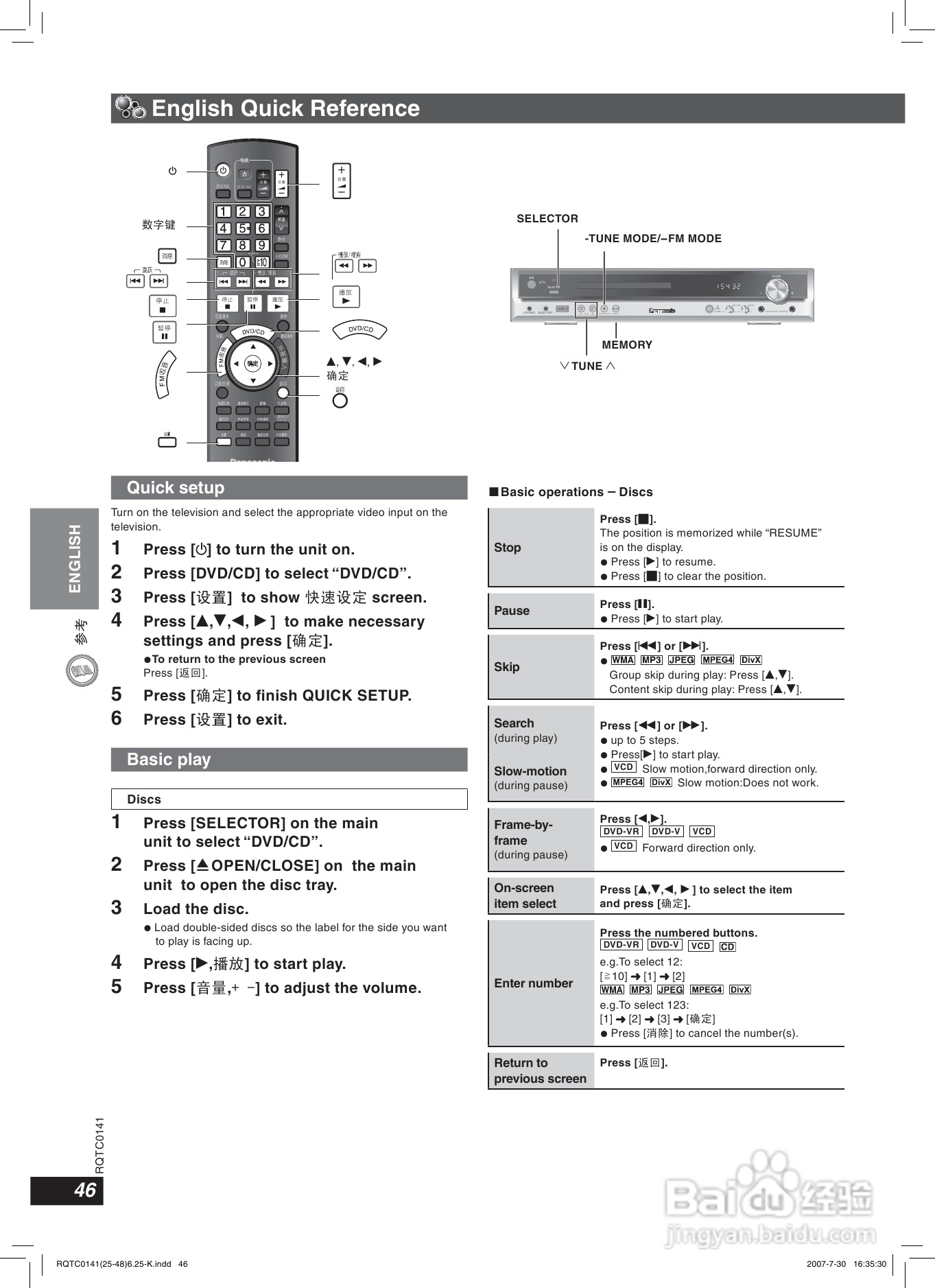 松下SC-HT869家庭影院使用说明书:[3]