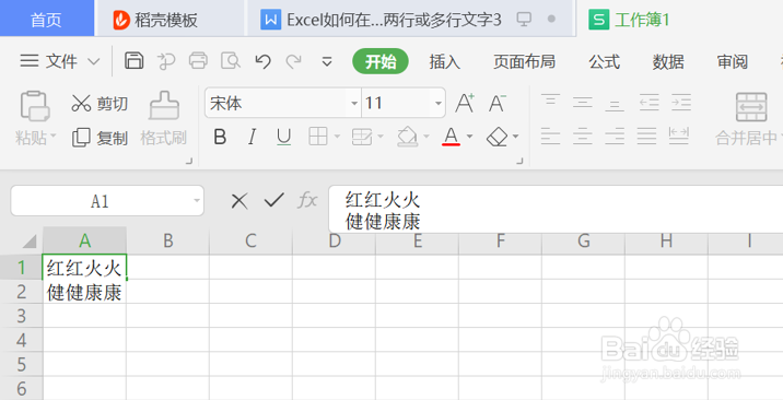 怎么在Excel的一个单元格内输入两行或多行文字