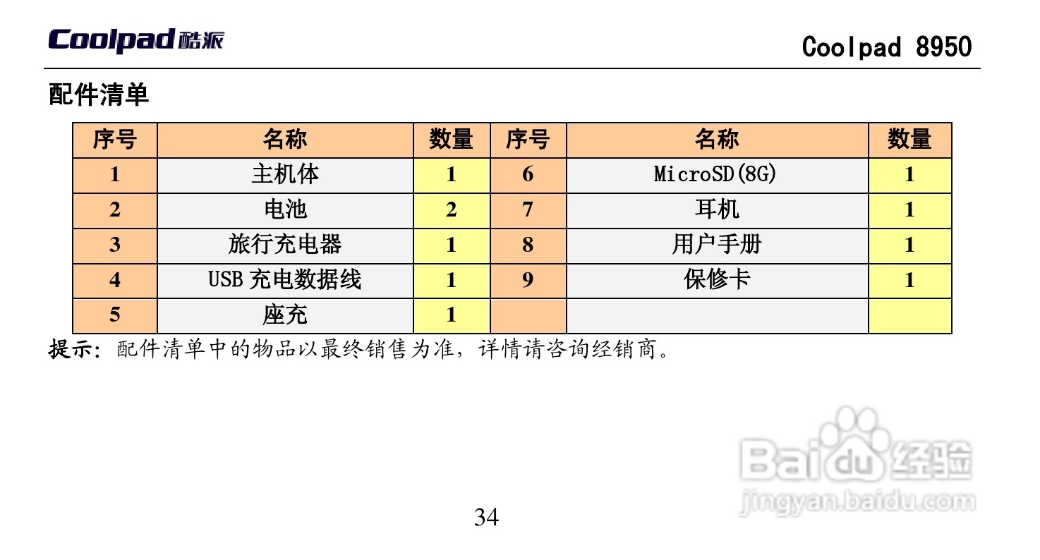 酷派 Coolpad 8950手机说明书:[5]