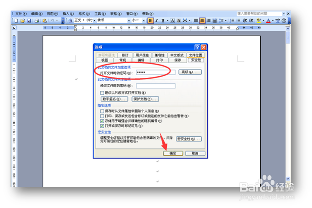 2003版本Word文件加密的方法