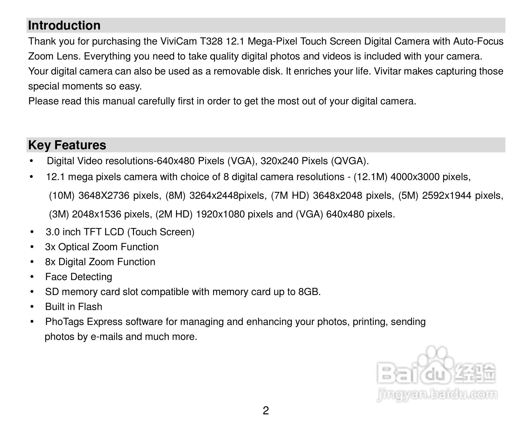 威达ViviCam T328数码相机使用说明书:[1]