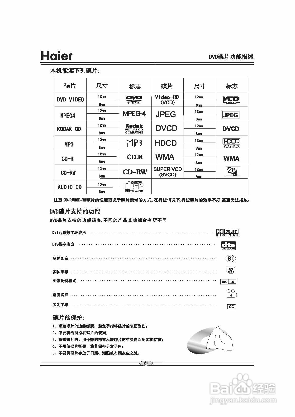 海尔DVD-S3853B影碟机使用说明书:[2]