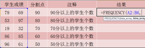 如何使用excel软件中的frequency函数