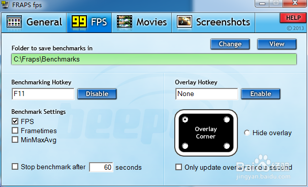 Fraps游戏截图，帧数显示软件安装及使用