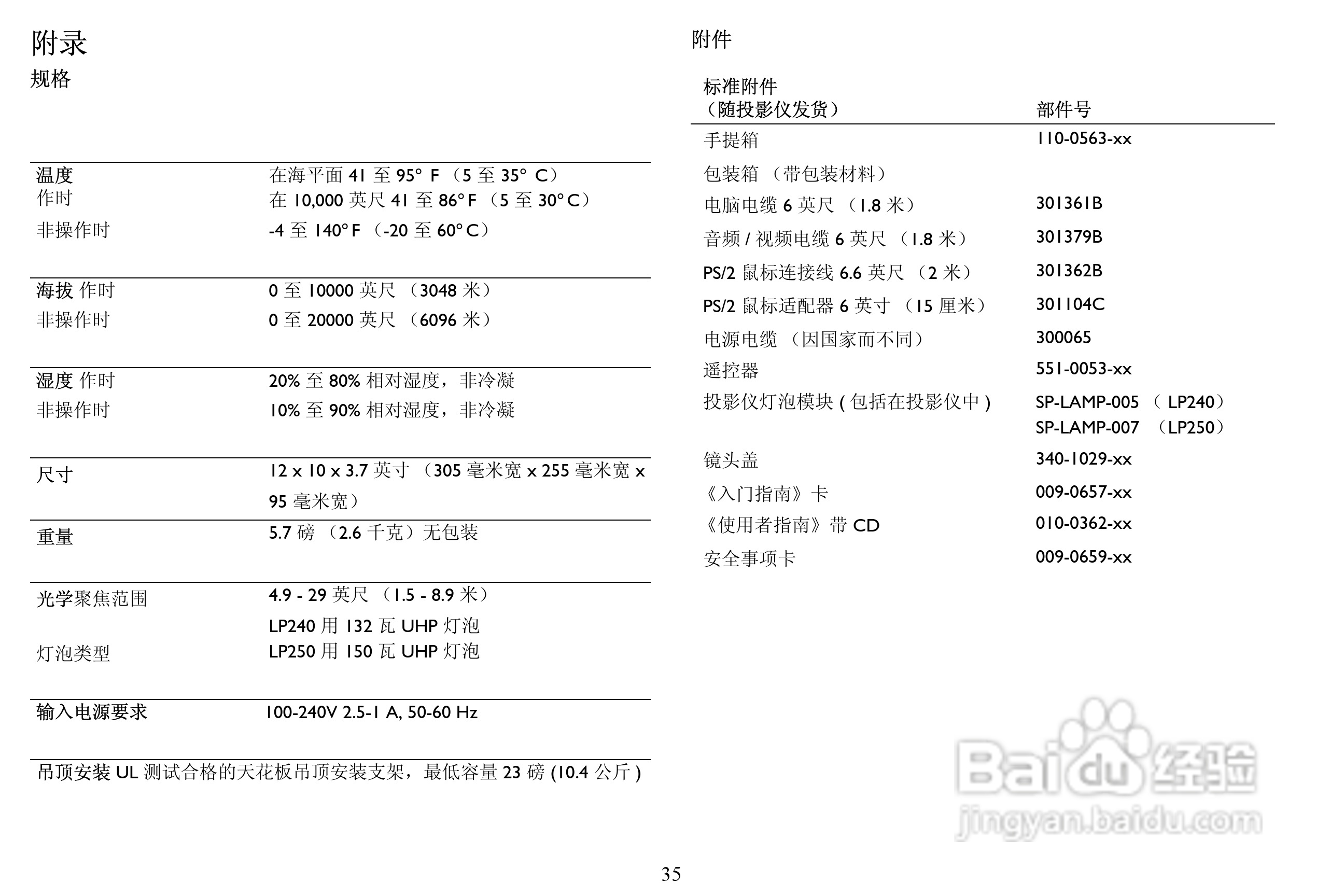 富可视 LP250投影机说明书:[4]