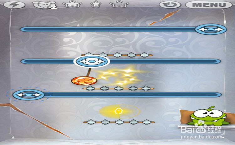 手机游戏割绳子level3-6、level3-7三星攻略