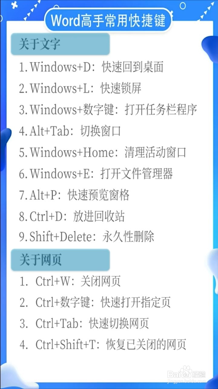 Word文档的快捷键有什么？