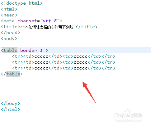 css如何让表格的字体带下划线