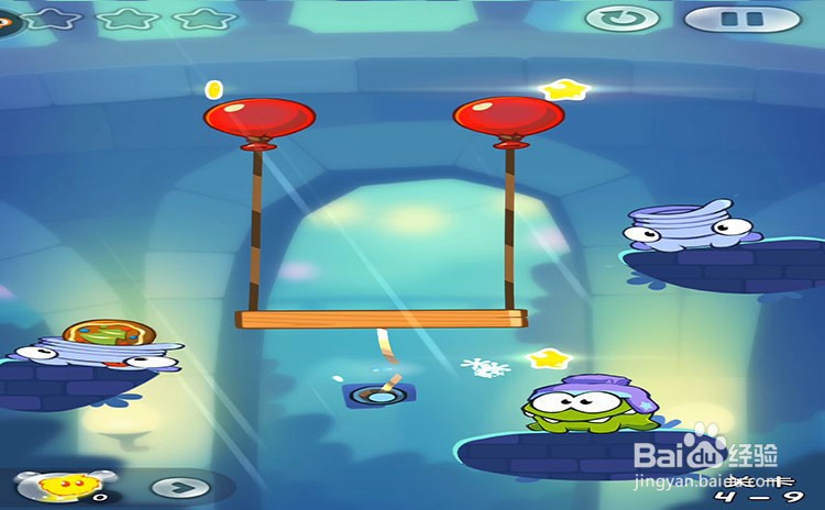 手机游戏割绳子2关卡4-9三星攻略