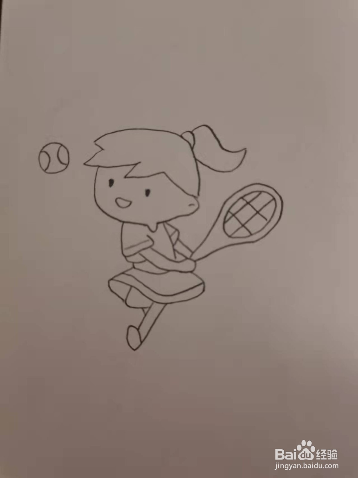 打网球的小女孩怎么画