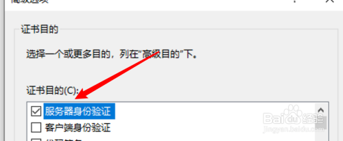 win10 ie浏览器怎么设置证书目的为服务器验证?