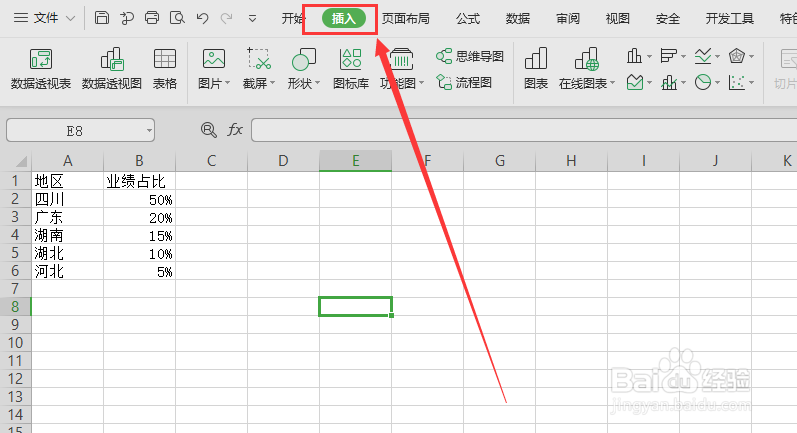 在excel中如何插入二维饼图