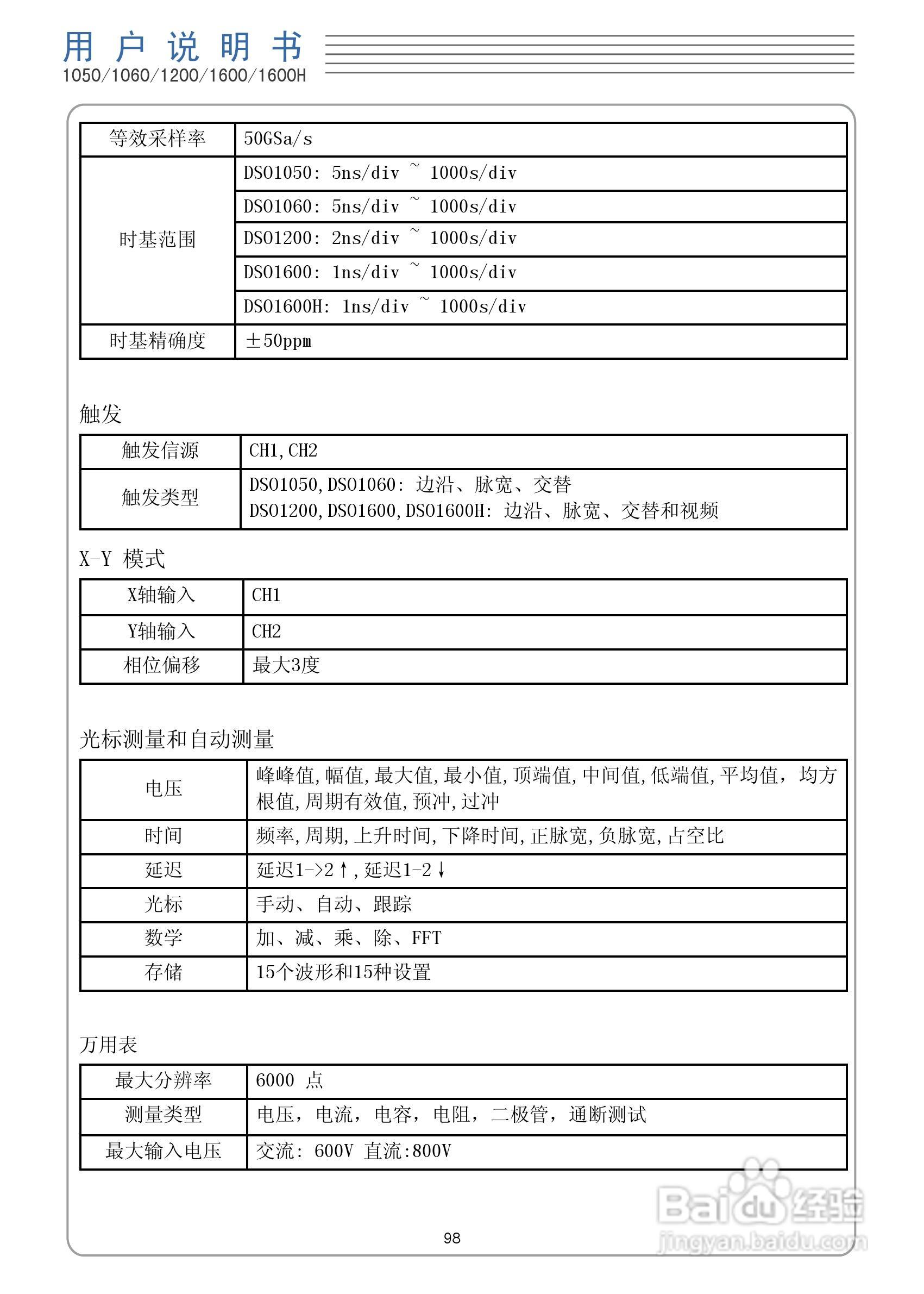 DSO1050型手持示波表/数字存储示波器/万用表使用说明:[10]