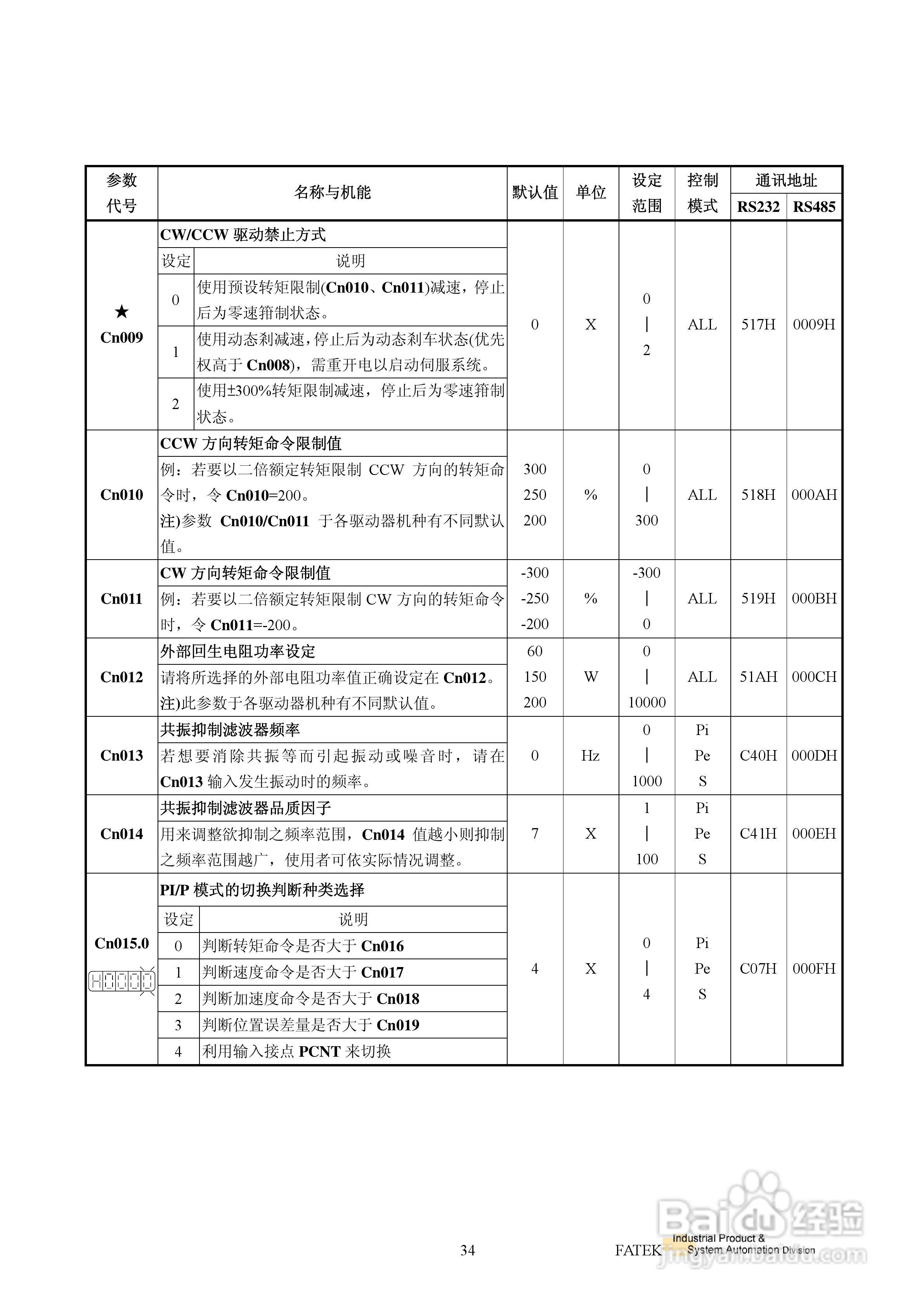FATEK FSD-E2系列伺服驱动使用手册:[4]