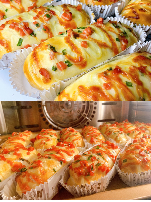 香葱肉松沙拉火腿肠面包