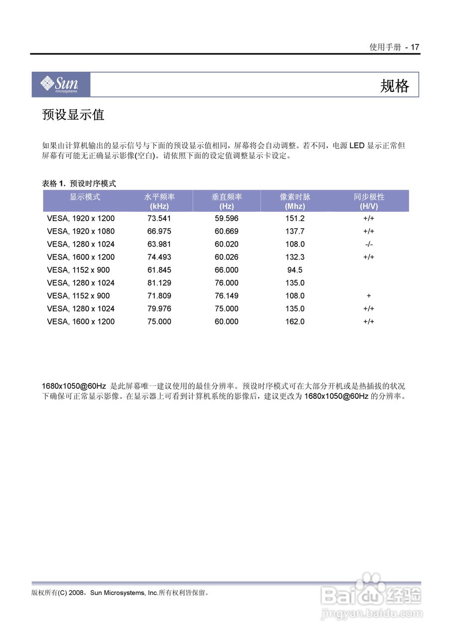 SUN 22 吋宽屏幕 LCD平面显示器WBZF用户说明书:[3]