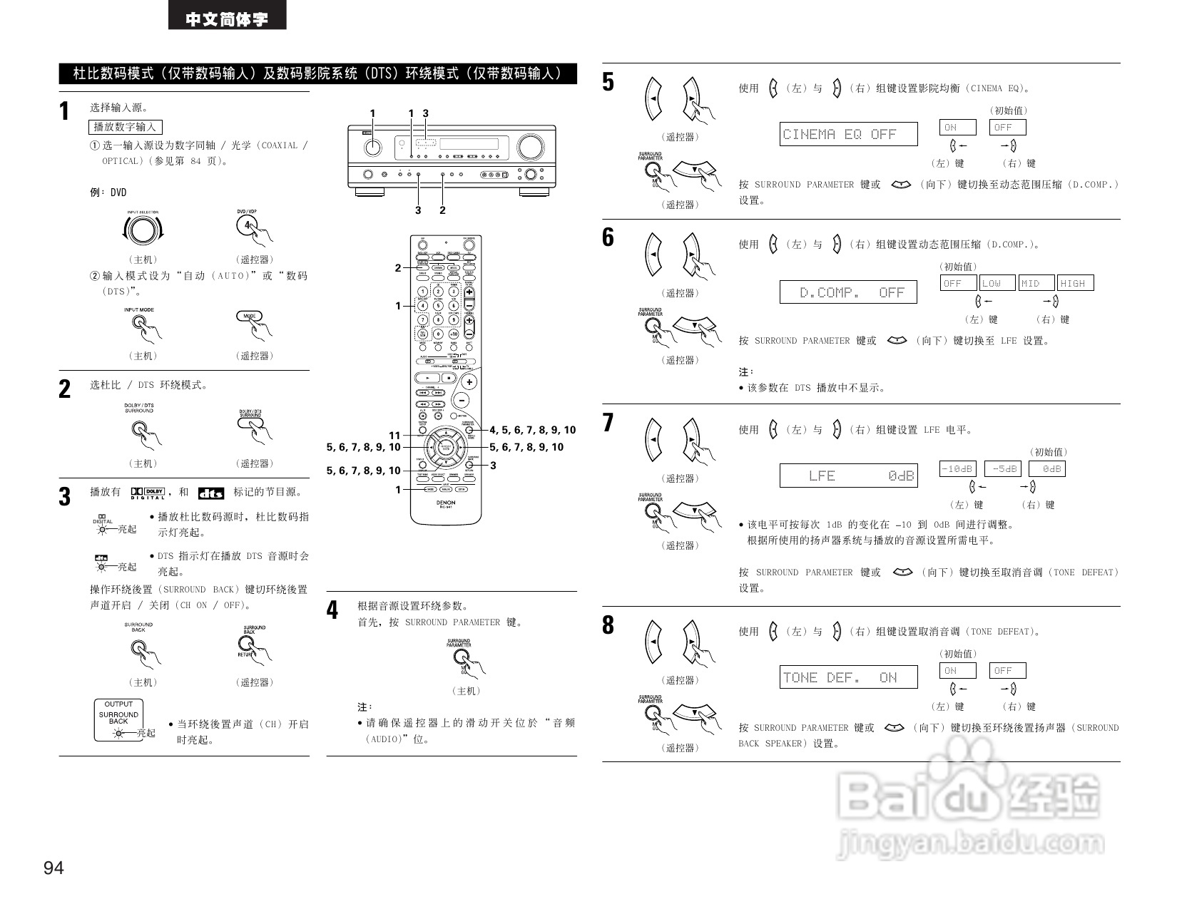 DENON AVR-1604收音环绕扩音操作说明书:[5]