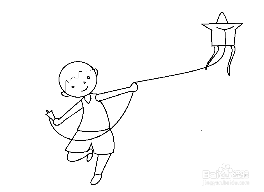 男孩放风筝简笔画图片