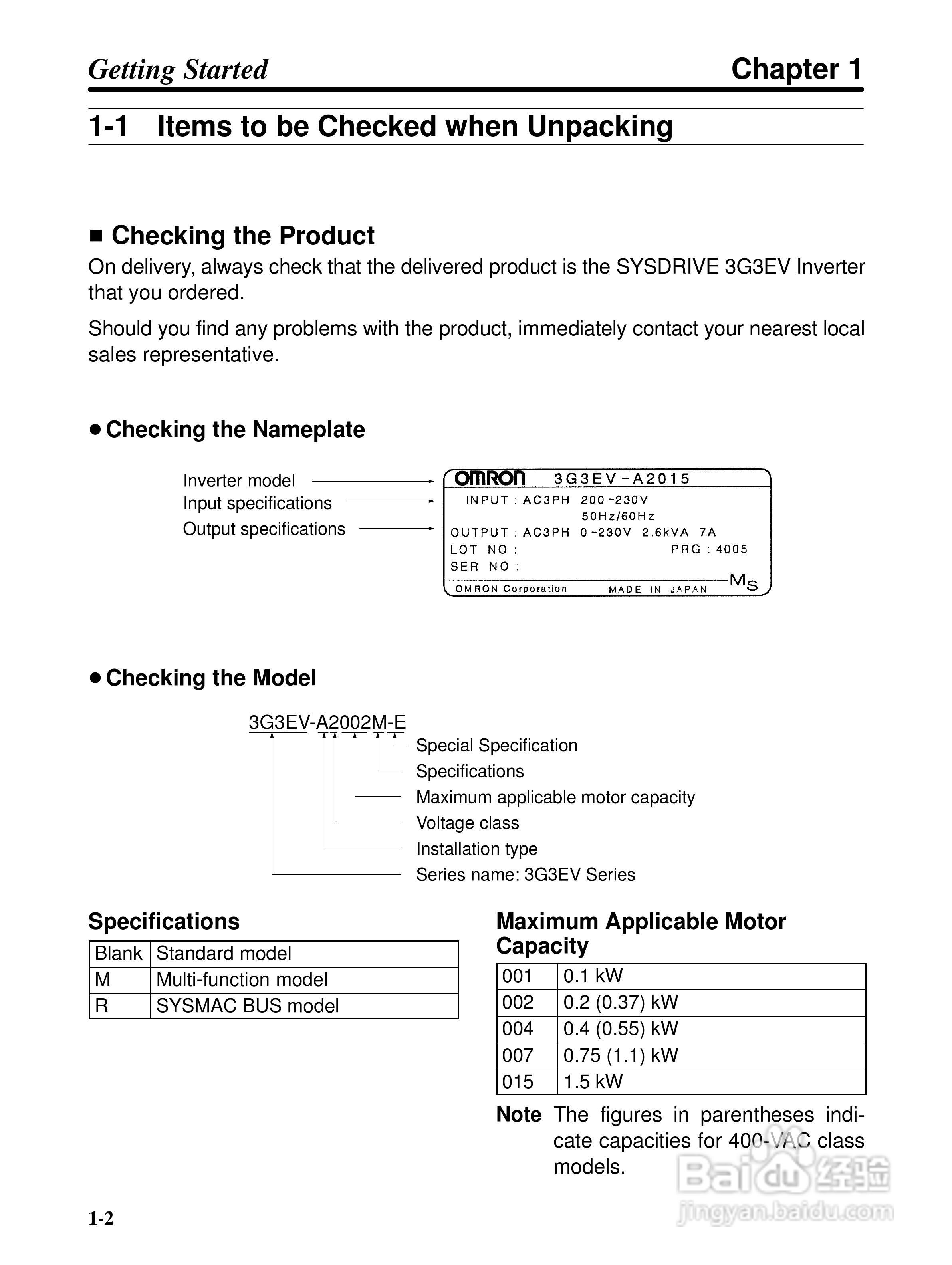 欧姆龙3G3EV-PETX3200变频器说明书:[1]