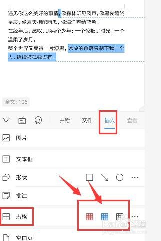 手机WPS文档中如何插入表格