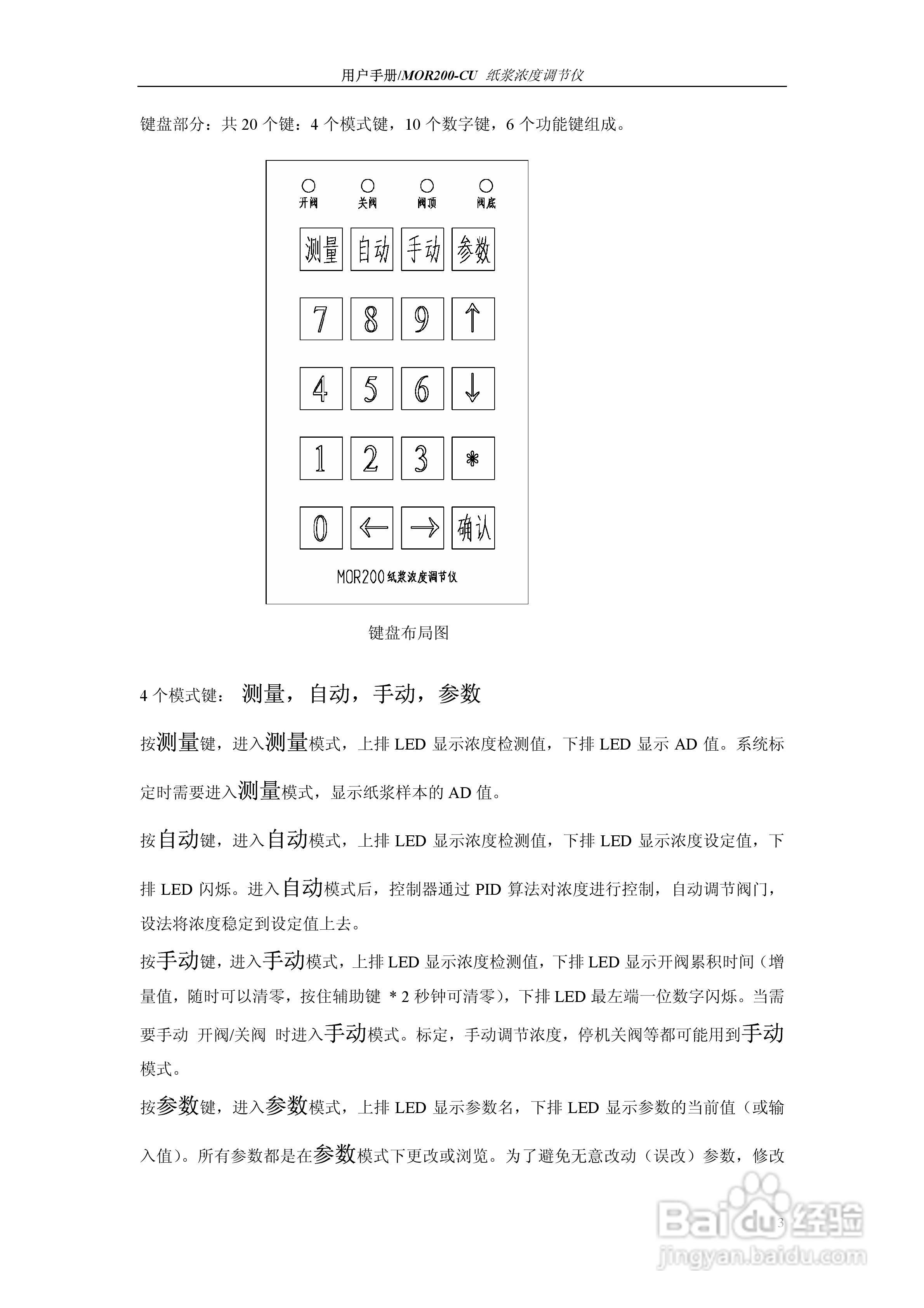 BAORUN MOR200-CU纸浆浓度调节仪用户手册