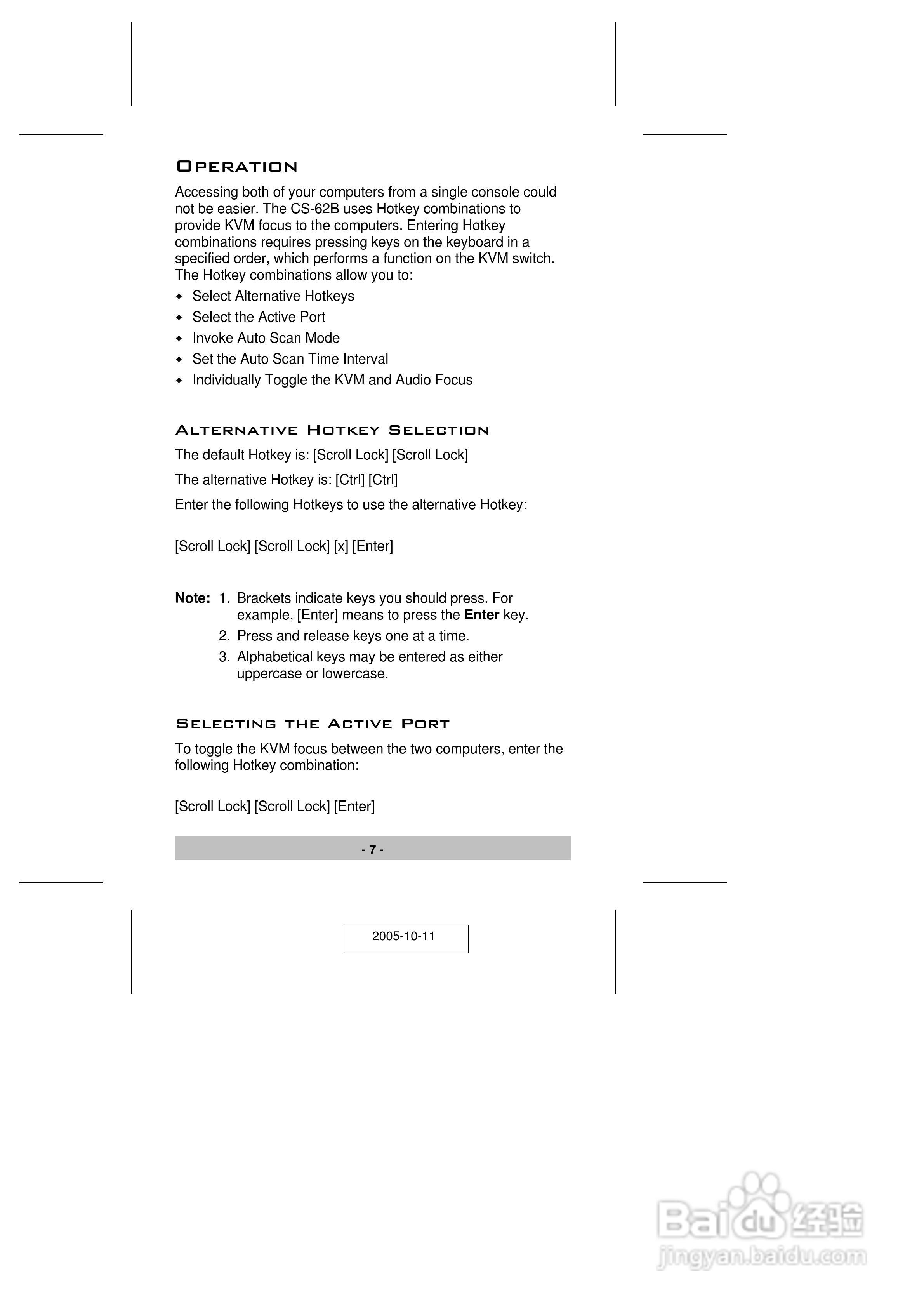 宏正CS62B型多电脑切换器说明书