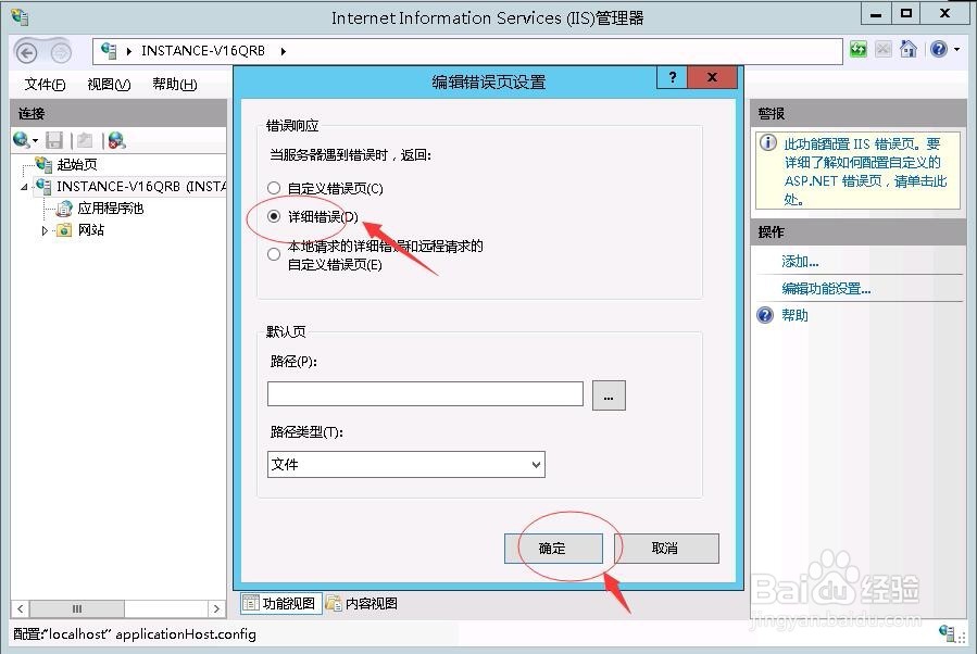 IIS如何设置网站报错详细信息