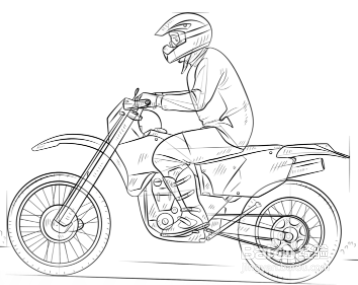 一个人骑摩托车简笔画图片