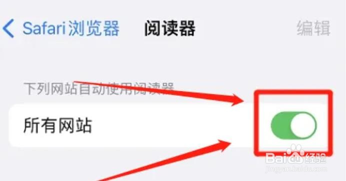 苹果怎么允许所有网站使用阅读器？
