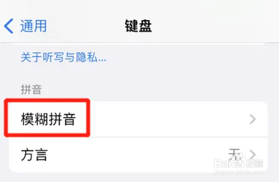 苹果手机键盘打开模糊拼音的方法
