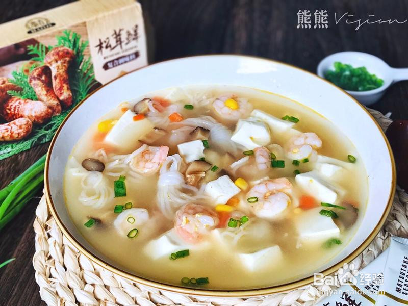 轻食减脂~鲜虾豆腐汤的做法