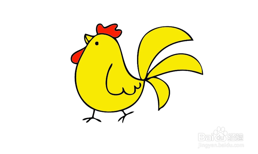 如何画出一只黄色公鸡