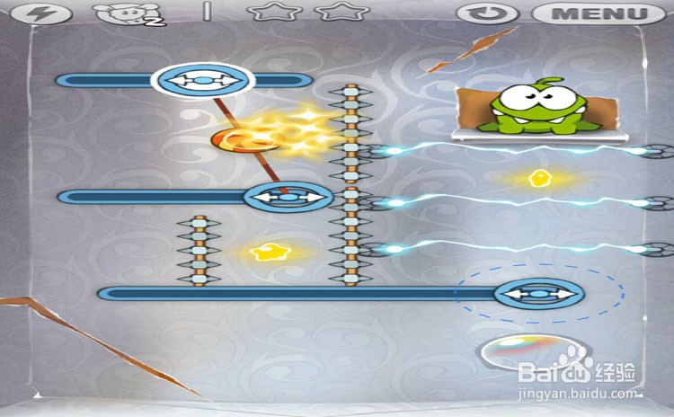 手机游戏割绳子level3-22三星攻略