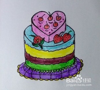 <b>蛋糕简笔画法教程（2）画心形蛋糕的方法、步骤</b>