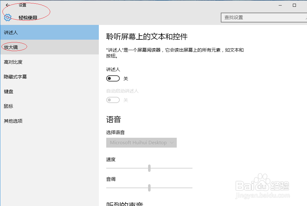 Windows 10如何设置自动启动放大镜
