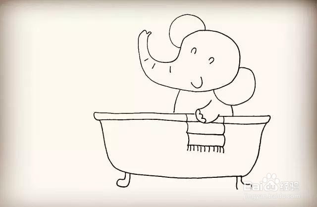 简笔画-爱洗澡的小象简笔画怎么画？