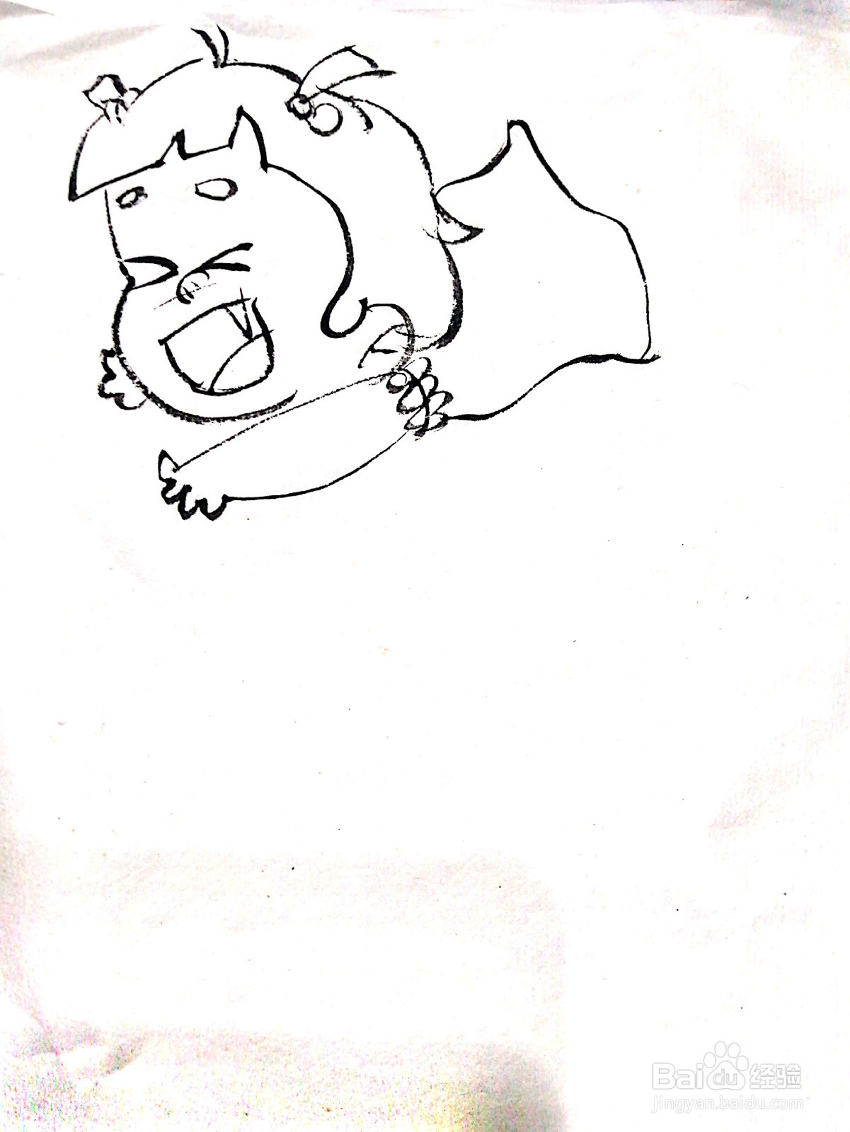 趴在地上的不听话小孩线描画怎么画