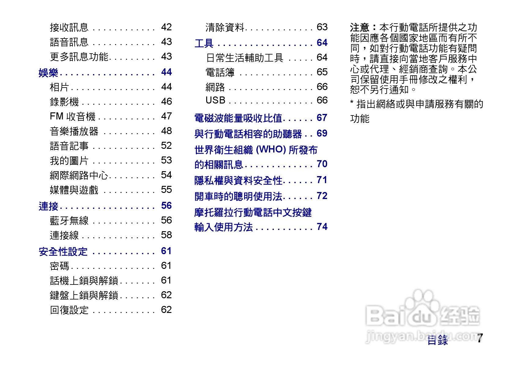 摩托罗拉ZN200手机使用说明书:[1]