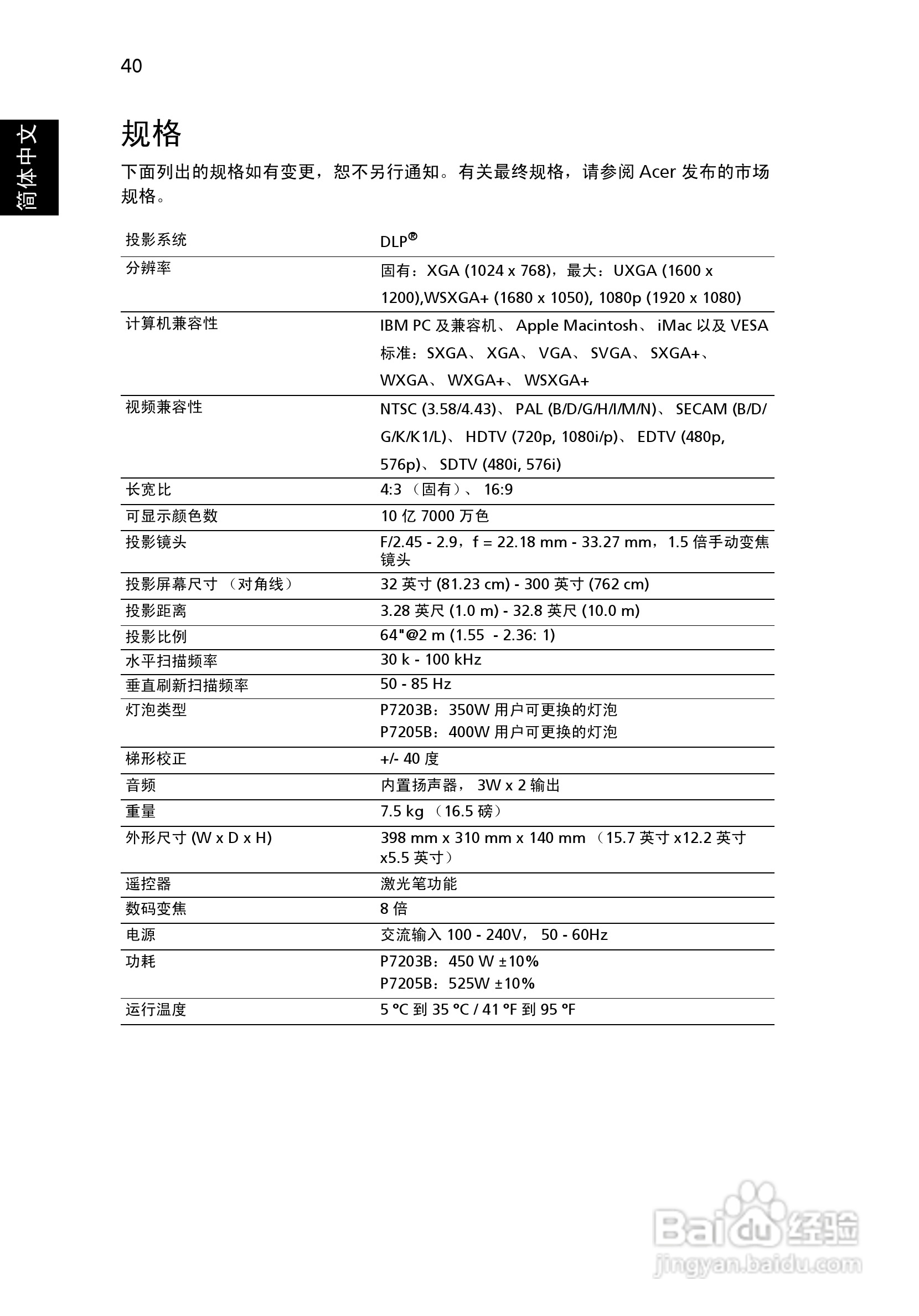 Acer P7203B投影机使用说明书:[5]