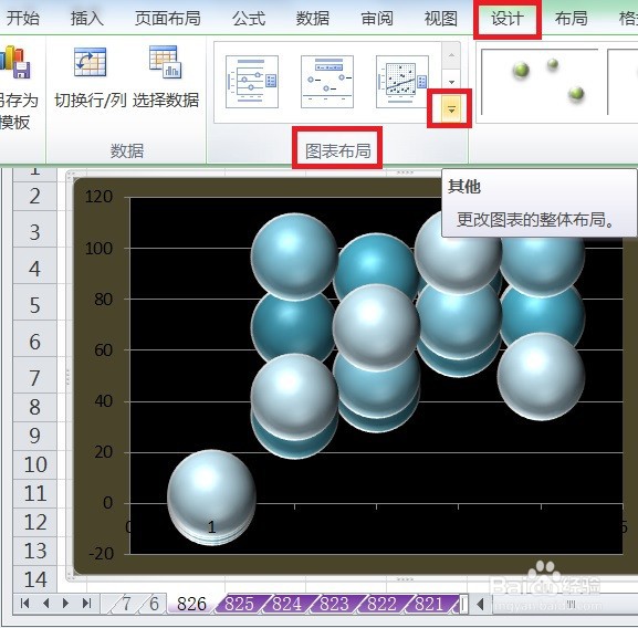 EXCEL怎么让三维气泡图的图表布局显示布局2效果