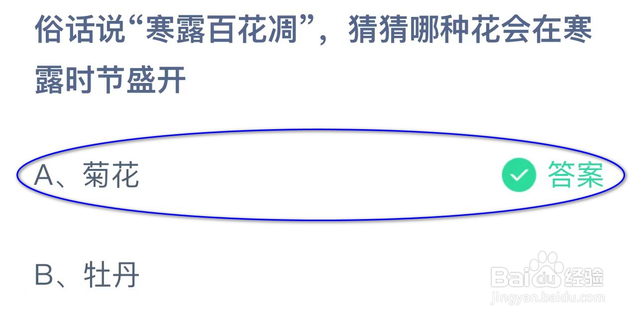 蚂蚁庄园：寒露百花凋哪种花会在寒露时节盛开