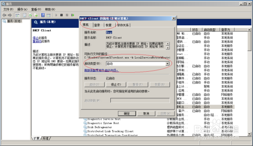 Windows Server 2008手动启动DHCP Client服务