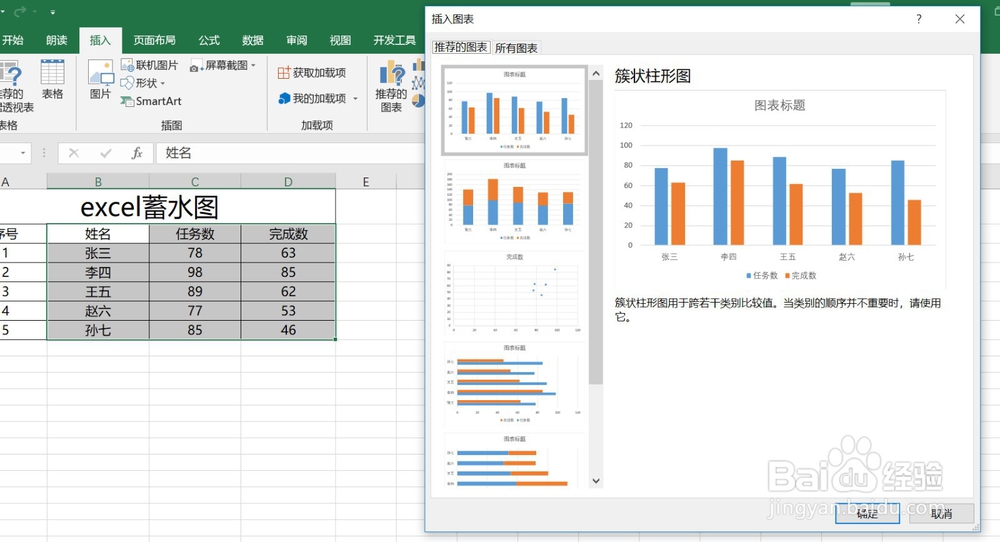 excel中不一样的图表——蓄水图