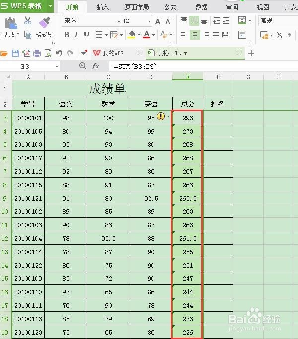 WPS表格数据如何快速排序