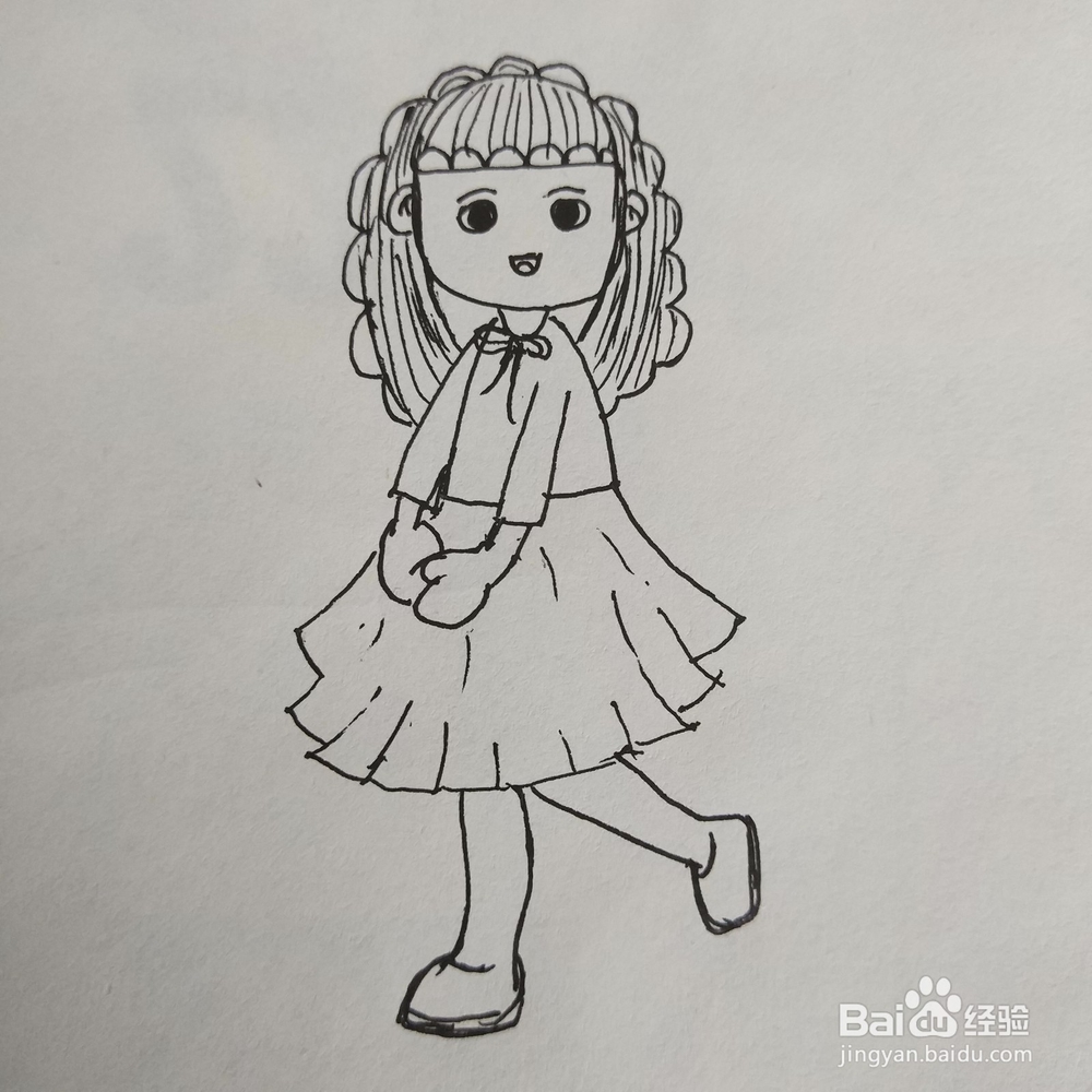 简笔画卷发彩虹女孩