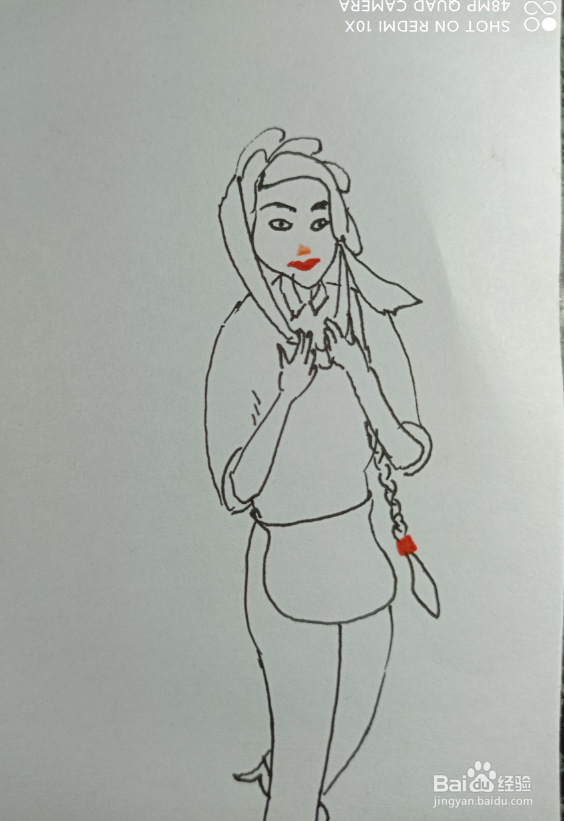 怎样画简笔画爱美的长辫子女孩?