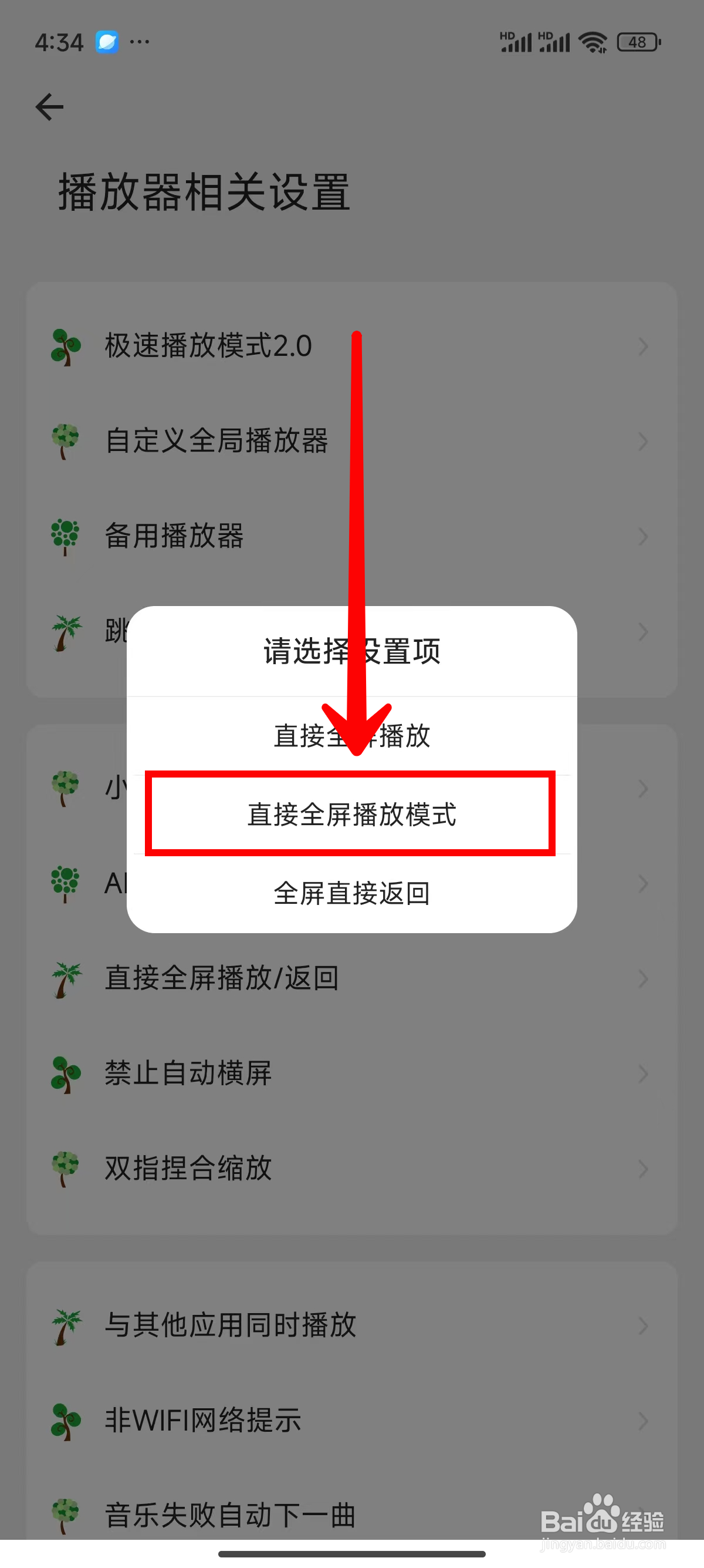 海阔视界如何设置直接全屏播放模式