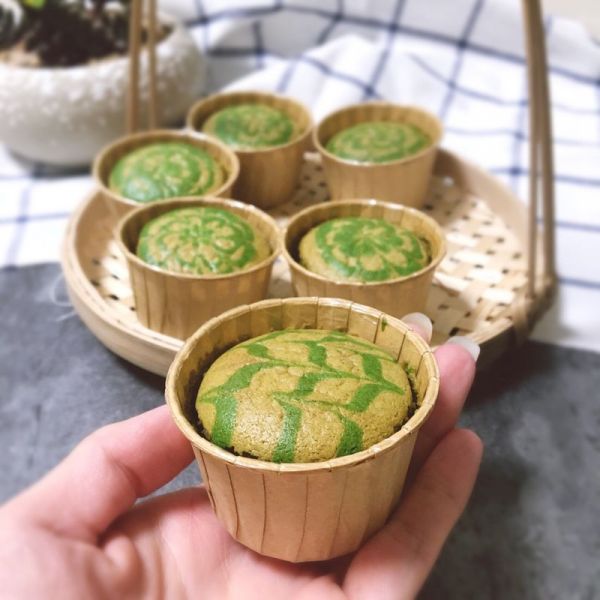 抹茶拉花杯子戚风