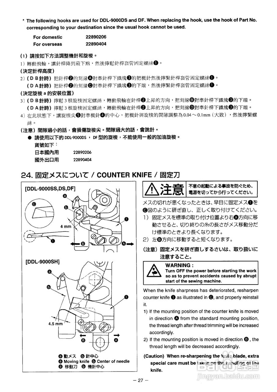 JUKI DDL-9000电动缝纫机使用说明书:[4]